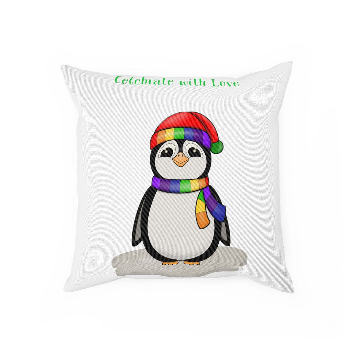 HKM-102099 Celebrate Love and Pride Penguin Pillow - Modern Peach Skin, 40x40cm or 45x45cm