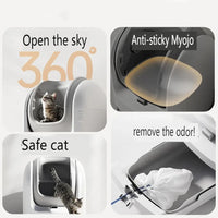 HKM-102163 Automatic Open-Top Self-Cleaning Cat Litter Box with APP Control and Weight Monitoring, Odor-Free Design for Cats Up to 10kg