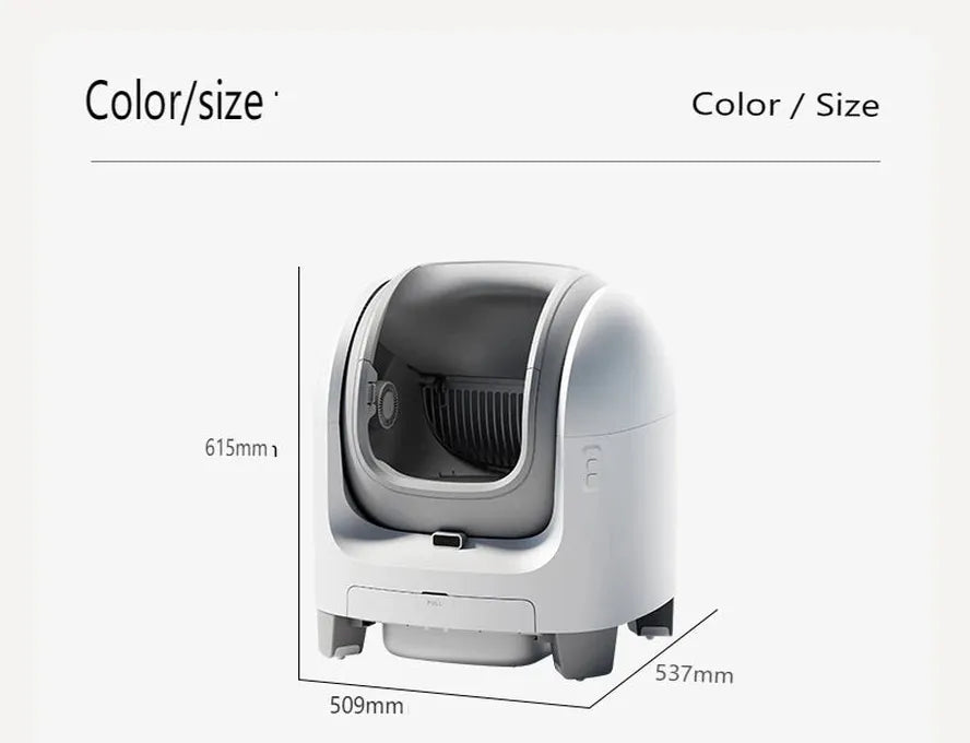 HKM-102163 Automatic Open-Top Self-Cleaning Cat Litter Box with APP Control and Weight Monitoring, Odor-Free Design for Cats Up to 10kg