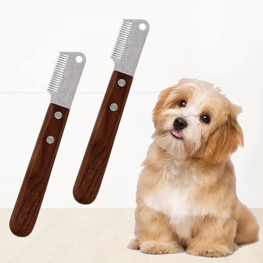 HKM-1022397 Dog Hair Removal Knife ¨C Pet Grooming Tool with Wooden Handle