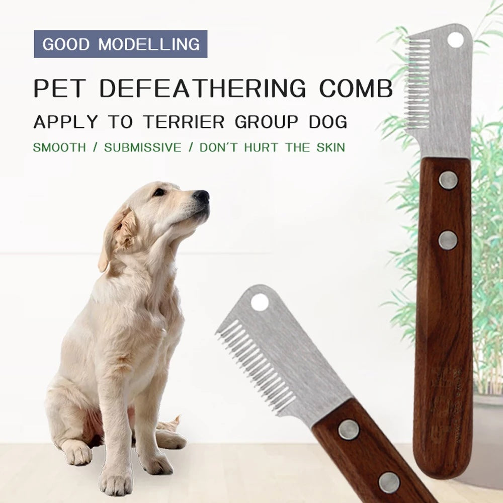HKM-1022397 Dog Hair Removal Knife ¨C Pet Grooming Tool with Wooden Handle