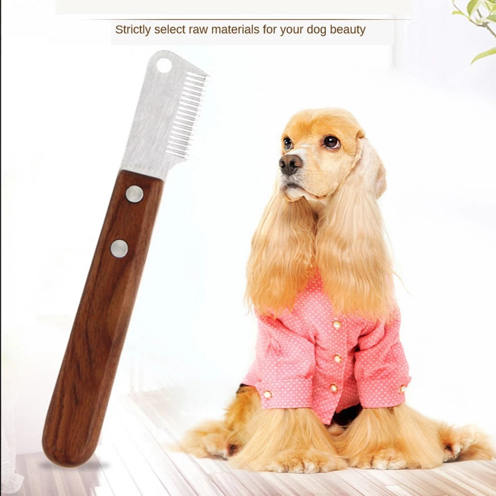 HKM-1022397 Dog Hair Removal Knife ¨C Pet Grooming Tool with Wooden Handle