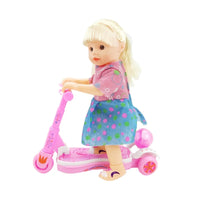 HKM-102355 Battery Operated Sport Scooter Doll for Kids Ages 2-7, Features Flashing Lights, Vinyl Construction