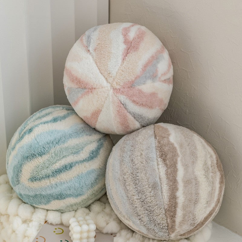 HKM-102355 Stylish Ins-Style Plush Round Pillow in Solid Colors - Soft and Cozy 30cm
