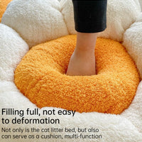 HKM-1024061 Flower-Shaped Soft Cat and Dog Nest Bed, Non-Slip Comfortable Cushion for Small Pets