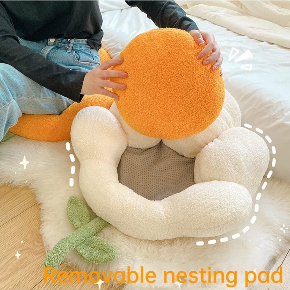 HKM-1024061 Flower-Shaped Soft Cat and Dog Nest Bed, Non-Slip Comfortable Cushion for Small Pets