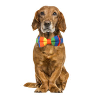 HKM-102419 Rainbow Love Bow Tie Collar for Cats and Dogs - Adjustable Polyester Pet Accessory
