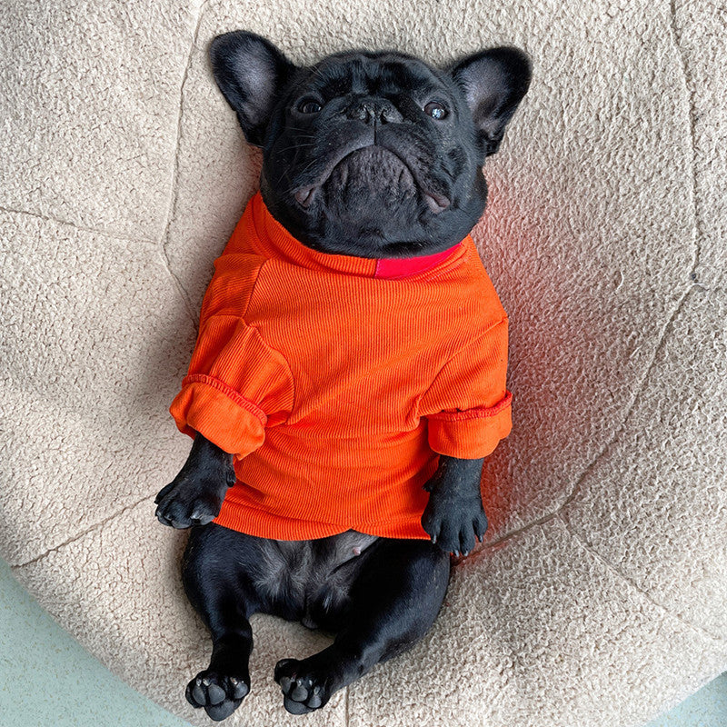 HKM-1024957 Casual Cotton Pet Shirt for Small and Medium Dogs in Black, White, Orange, Light Blue - Autumn/Winter Wear