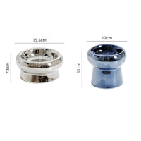 HKM-1026749 Tip-Proof Electroplated Ceramic Cat Bowl for Stable Feeding
