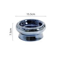 HKM-1026749 Tip-Proof Electroplated Ceramic Cat Bowl for Stable Feeding