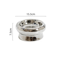HKM-1026749 Tip-Proof Electroplated Ceramic Cat Bowl for Stable Feeding