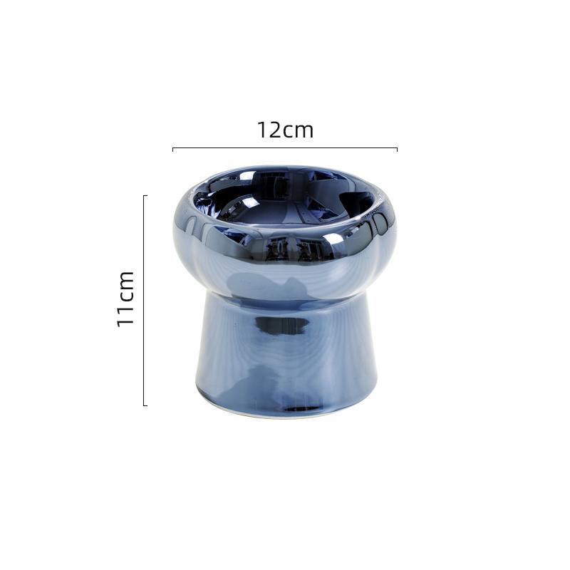 HKM-1026749 Tip-Proof Electroplated Ceramic Cat Bowl for Stable Feeding