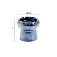 HKM-1026749 Tip-Proof Electroplated Ceramic Cat Bowl for Stable Feeding