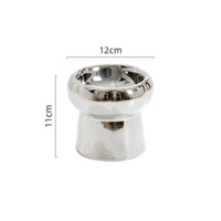 HKM-1026749 Tip-Proof Electroplated Ceramic Cat Bowl for Stable Feeding