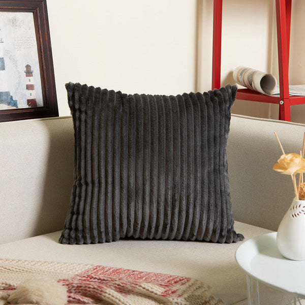 HKM-102675 Modern Striped Flannel Pillowcase 45x45cm with PP Cotton Filling for Home and Commercial Use