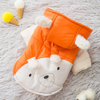 HKM-1027133 Two-Legged Thick Cotton Padded Jacket in Orange Bear Design for Small Pets
