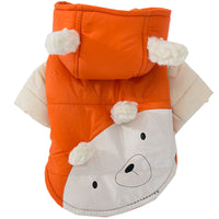 HKM-1027133 Two-Legged Thick Cotton Padded Jacket in Orange Bear Design for Small Pets