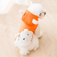 HKM-1027133 Two-Legged Thick Cotton Padded Jacket in Orange Bear Design for Small Pets