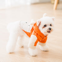 HKM-1027133 Two-Legged Thick Cotton Padded Jacket in Orange Bear Design for Small Pets