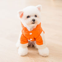 HKM-1027133 Two-Legged Thick Cotton Padded Jacket in Orange Bear Design for Small Pets