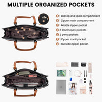 HKM-1027667 laptop tote bag organizer pockets holding a laptop ipad phone pens wallet and magazine