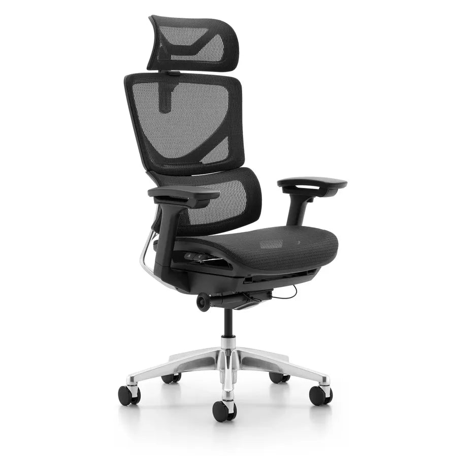 HKM-102803 Ergonomic White and Gold Mesh Office Chair with Locking Function and Swivel Design