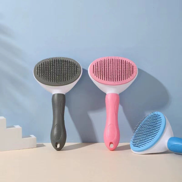 HKM-1028157 Pet Comb for Easy Hair Removal - Stainless Steel and ABS Design, Available in Sky Blue, Princess Powder, Gray, and White