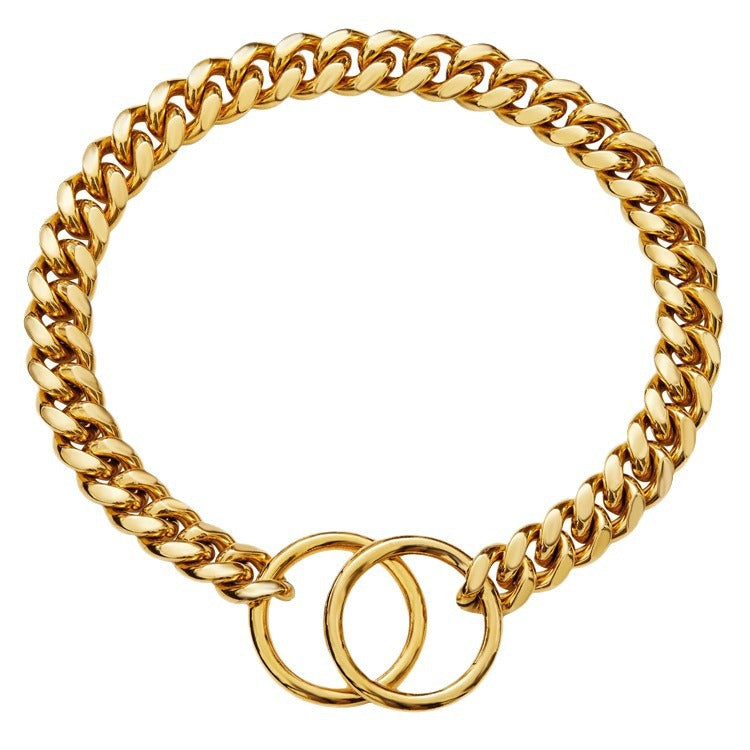 HKM-1028541 Stainless Steel Double Ring Dog Chain for All Seasons - Titanium Steel, Various Sizes Available
