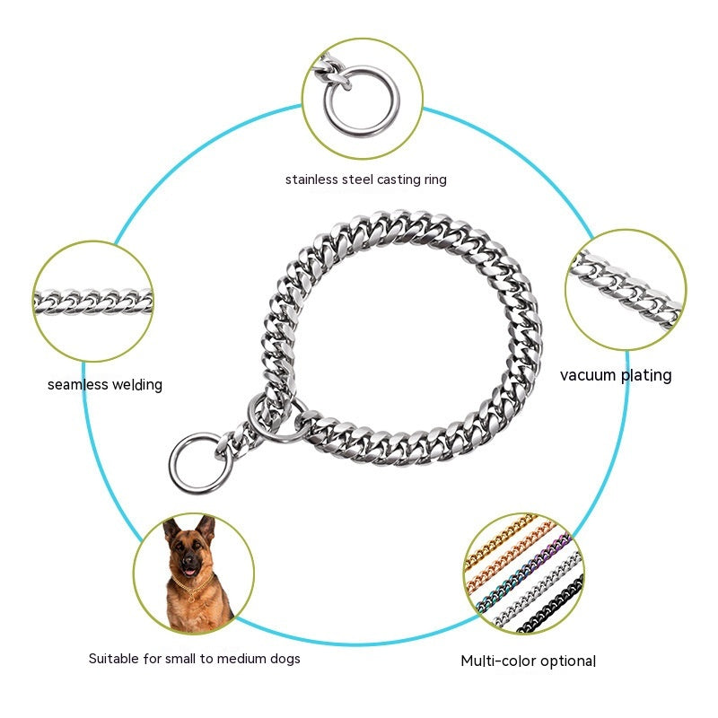 HKM-1028541 Stainless Steel Double Ring Dog Chain for All Seasons - Titanium Steel, Various Sizes Available