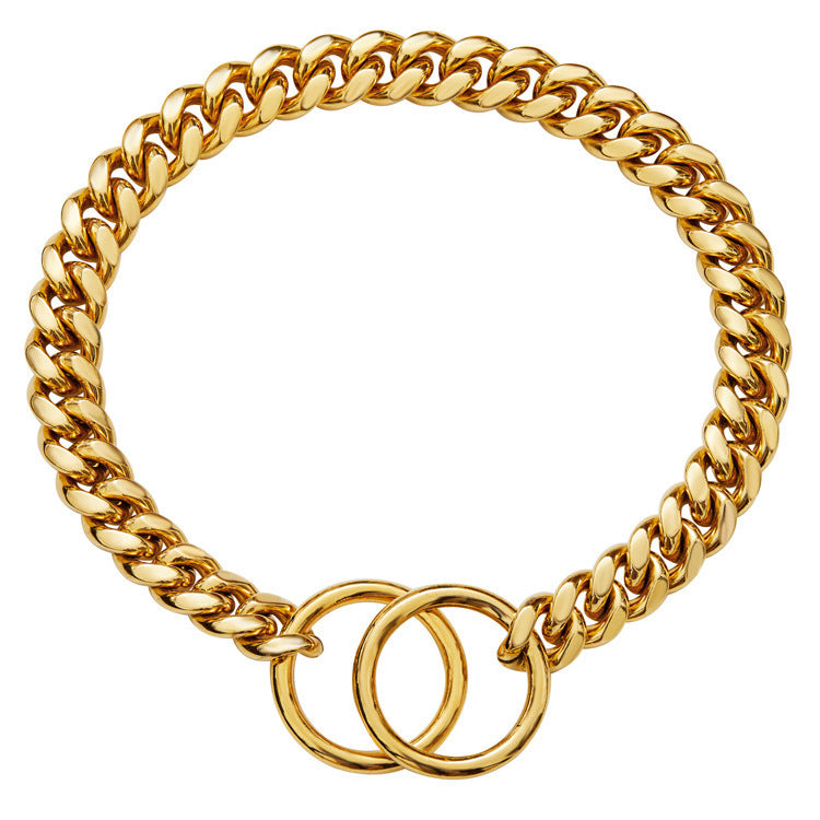 HKM-1028541 Stainless Steel Double Ring Dog Chain for All Seasons - Titanium Steel, Various Sizes Available