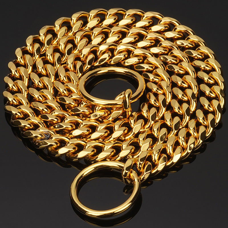 HKM-1028541 Stainless Steel Double Ring Dog Chain for All Seasons - Titanium Steel, Various Sizes Available