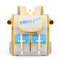 HKM-1028797 Portable Striped Pet Backpack - Breathable Oxford Design for Pets Up to 7.5 kg