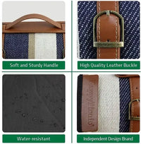 HKM-103059 Outdoor Waterproof Acrylic Plaid Picnic Blanket with Leather Strap - Foldable Moisture-Proof Camping Rug