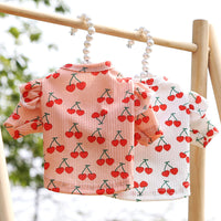 HKM-1030717 Cherry Print Polyester Dog Bottoming Shirt Coat for Pets