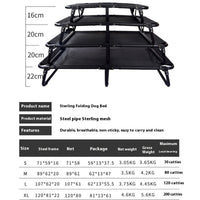 HKM-1030973 Portable Dog Iron Frame Mesh Camp Bed with Mattress - Available in Four Sizes