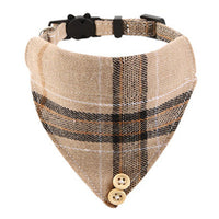 HKM-1034301 Plaid Bow Cat Collar with Bell - Adjustable Fabric and Triangular Scarf, Multiple Color Options
