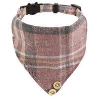 HKM-1034301 Plaid Bow Cat Collar with Bell - Adjustable Fabric and Triangular Scarf, Multiple Color Options