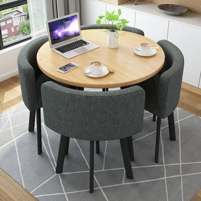 HKM-103571 Modern 4-Seater Dining Table Set with Durable Chairs for Home Furniture