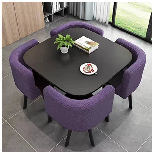 HKM-103571 Modern 4-Seater Dining Table Set with Durable Chairs for Home Furniture