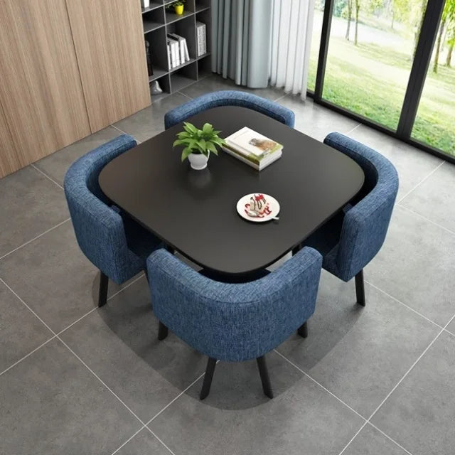 HKM-103571 Modern 4-Seater Dining Table Set with Durable Chairs for Home Furniture