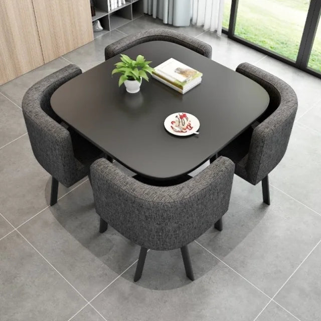 HKM-103571 Modern 4-Seater Dining Table Set with Durable Chairs for Home Furniture