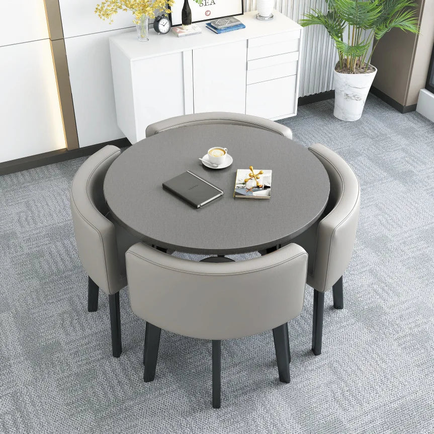 HKM-103571 Modern 4-Seater Dining Table Set with Durable Chairs for Home Furniture