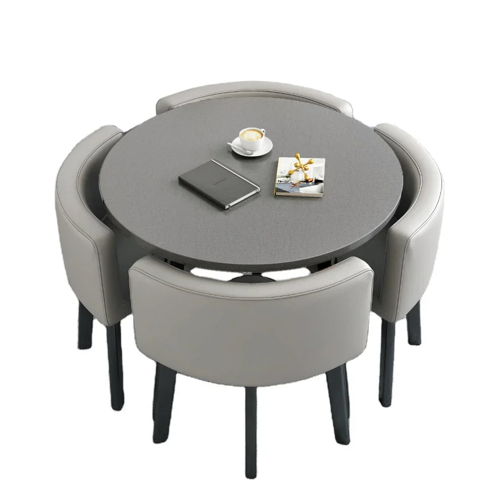 HKM-103571 Modern 4-Seater Dining Table Set with Durable Chairs for Home Furniture