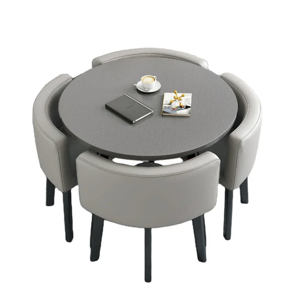 HKM-103571 Modern 4-Seater Dining Table Set with Durable Chairs for Home Furniture