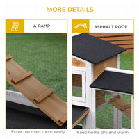 HKM-1035965 Wooden Rabbit Hutch for Small Animals with Run Area, Removable Tray, Lockable Doors, and Asphalt Roof