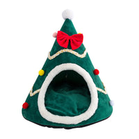 HKM-1036349 Cozy Christmas Tree Pet Cave Bed for Dogs and Cats with Removable Cushion