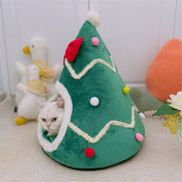 HKM-1036349 Cozy Christmas Tree Pet Cave Bed for Dogs and Cats with Removable Cushion