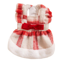 HKM-1036861 Festive Red & White Plaid Pet Dress and Hoodie Set for Small Dogs and Cats