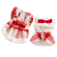HKM-1036861 Festive Red & White Plaid Pet Dress and Hoodie Set for Small Dogs and Cats
