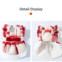 HKM-1036861 Festive Red & White Plaid Pet Dress and Hoodie Set for Small Dogs and Cats
